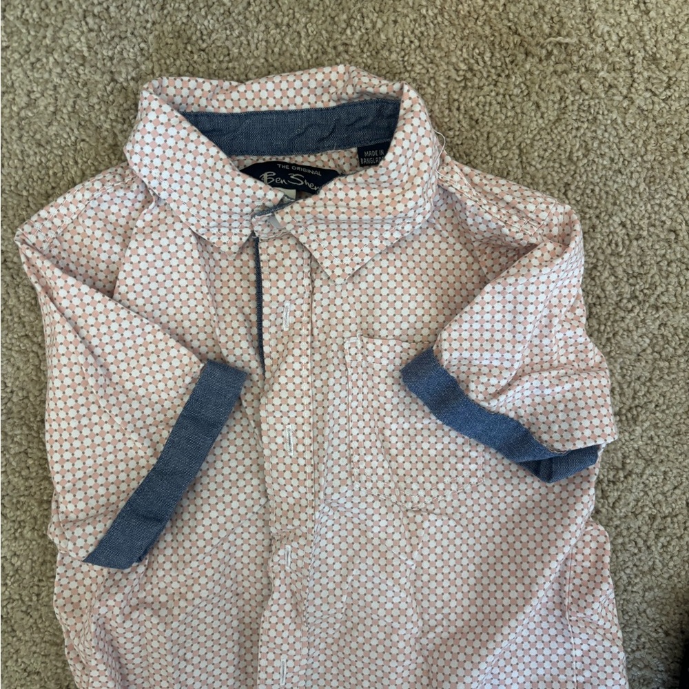 Ben Sherman Pink Patterned Button-Up Shirt with Blue Accents